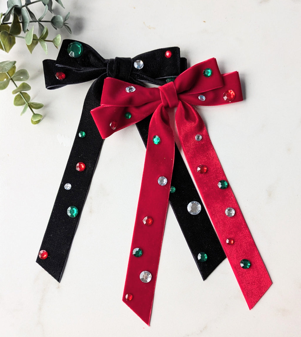 Thin velvet holiday ribbons