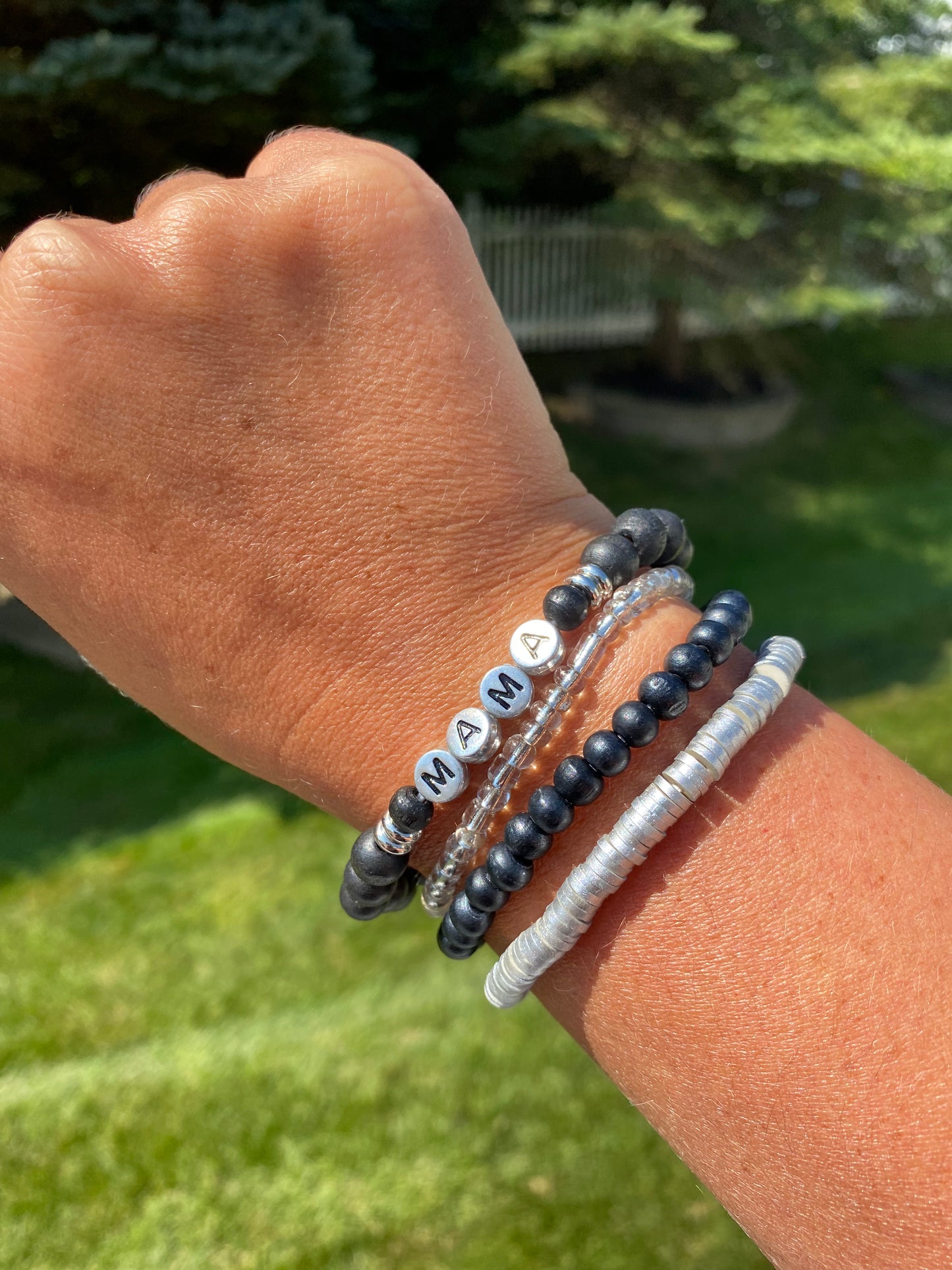 Mama stack with silver letters,    (you can change the wording)