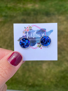 Royal blue holographic, 12mm studs