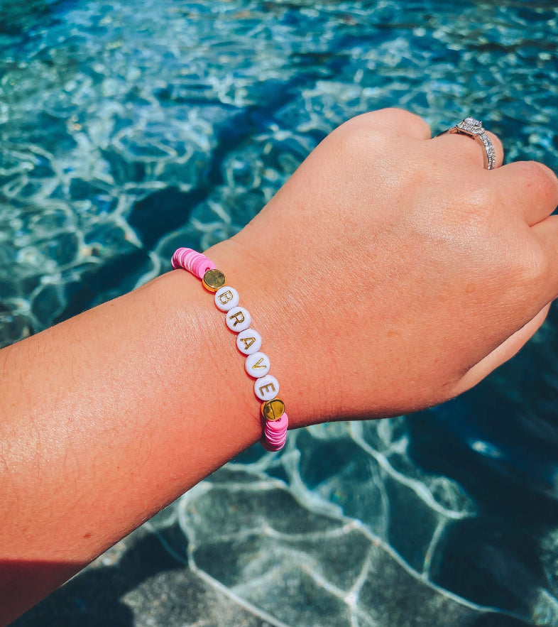 Brave, clay beaded bracelet