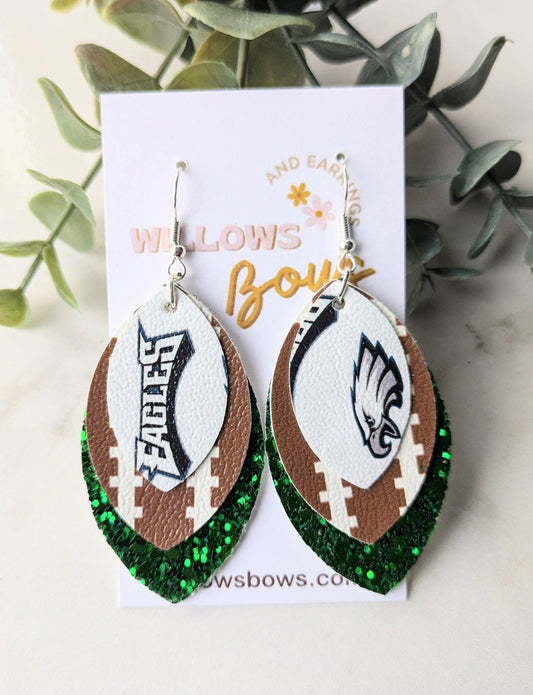 3 tier football earrings