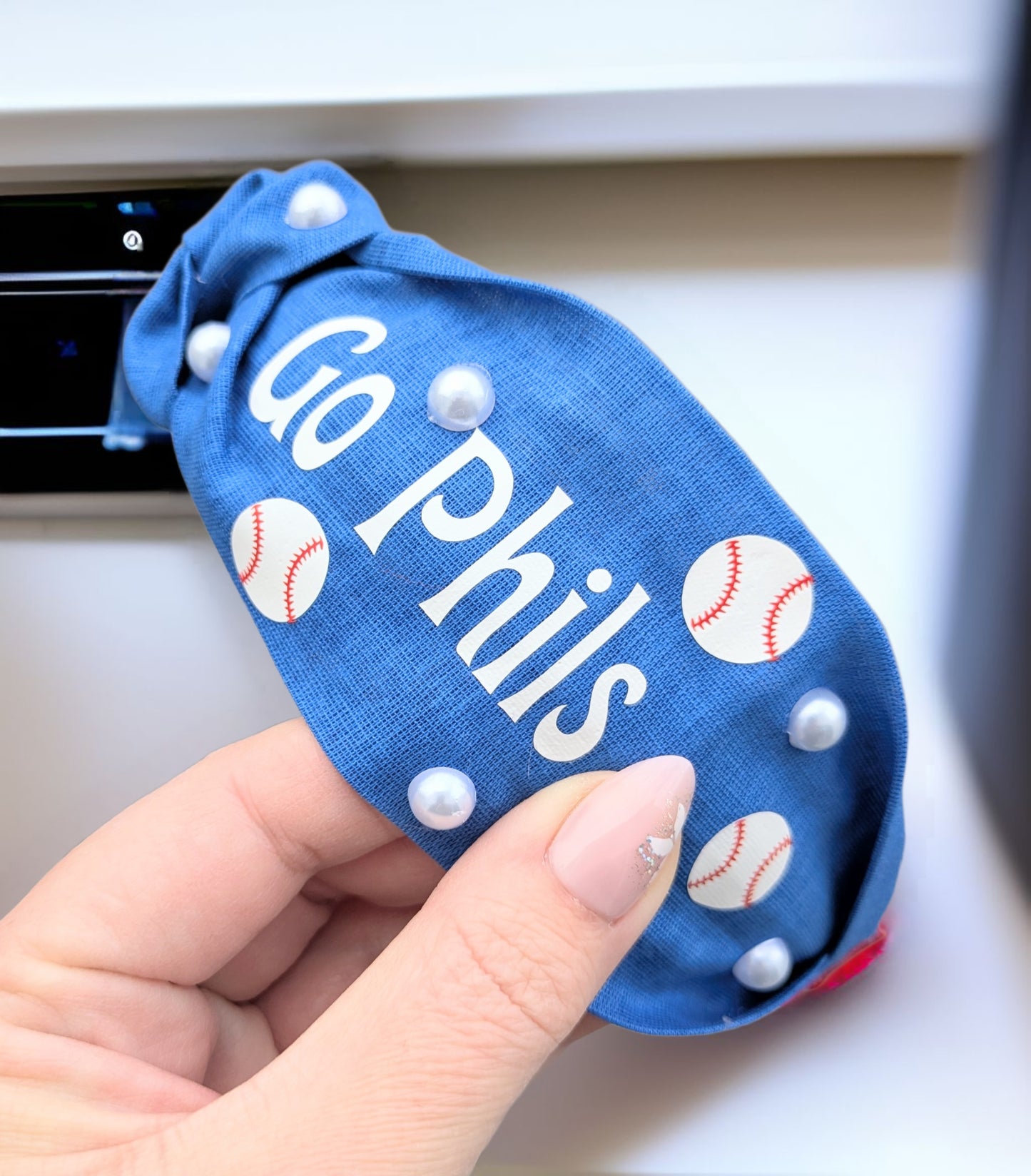 Blue baseball headbands
