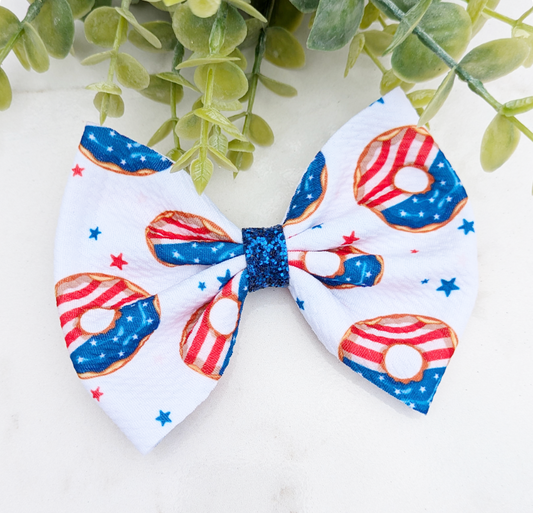 Patriotic donut, oversized bow