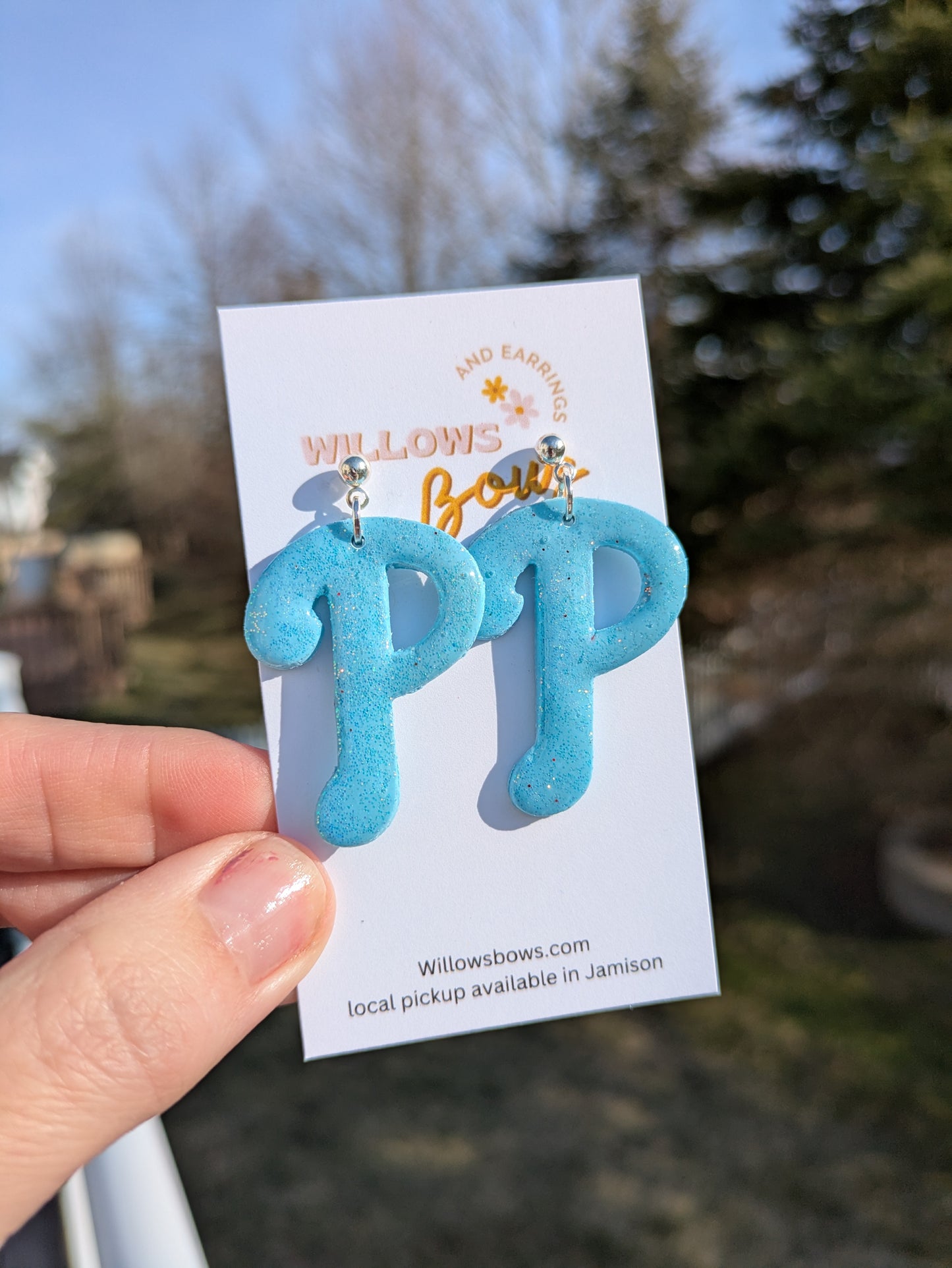 Baseball glitter earrings