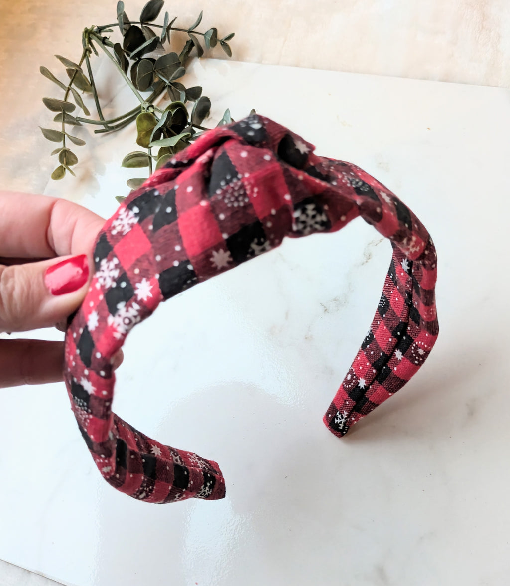 Buffalo plaid headband