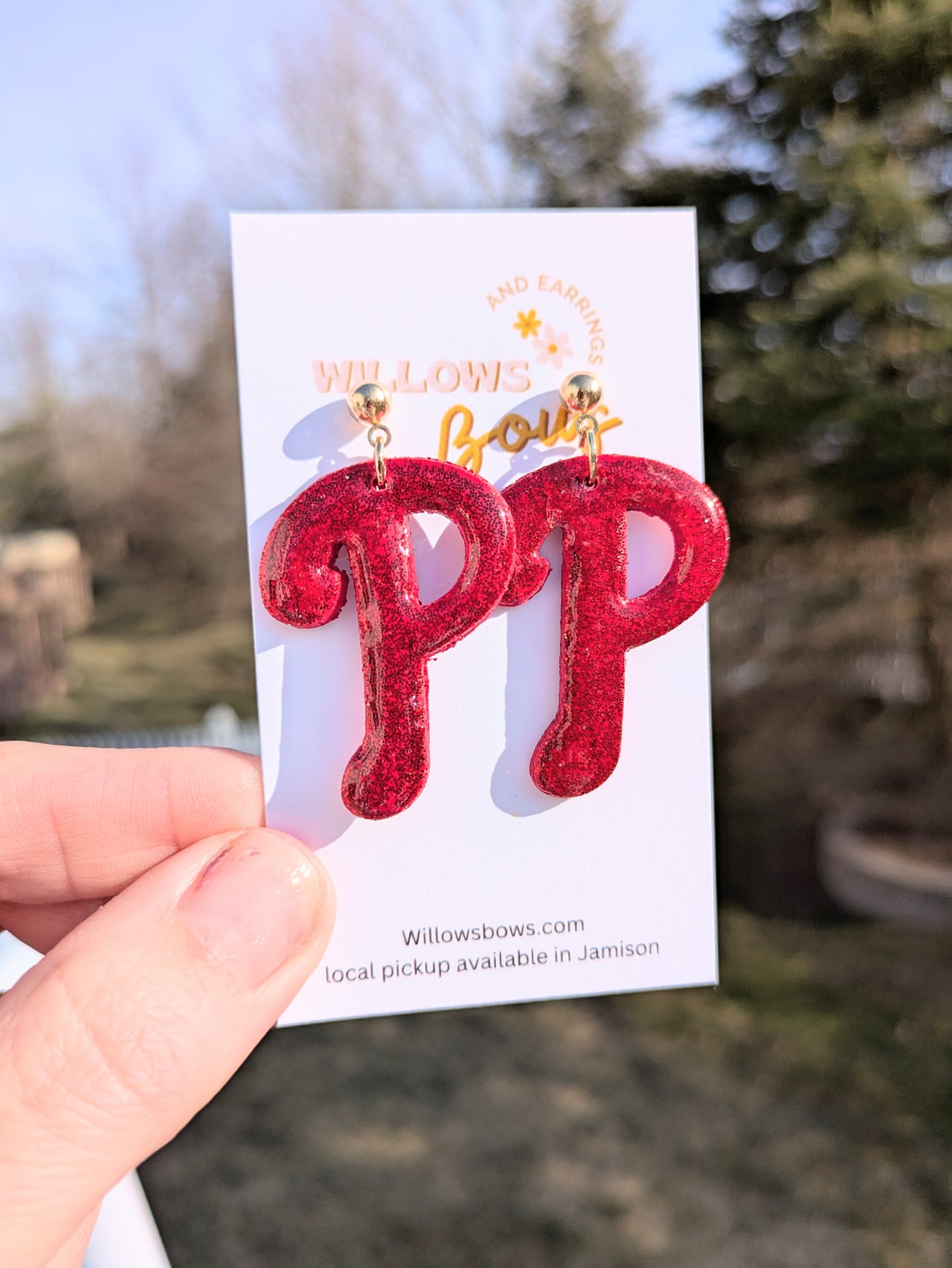 Baseball glitter earrings