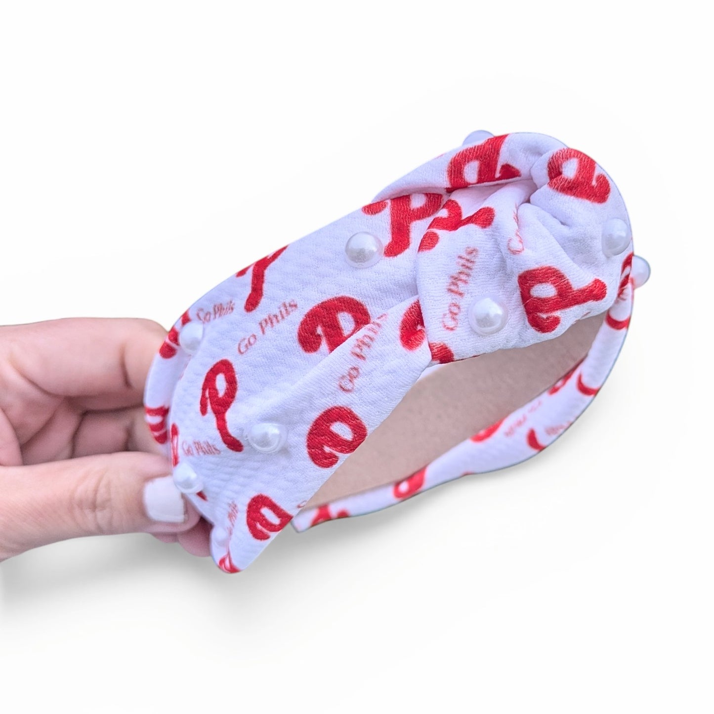 White with red P baseball headbands