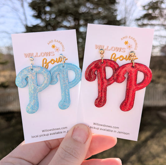 Baseball glitter earrings