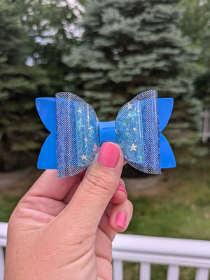 Royal blue disco stars, pool bow