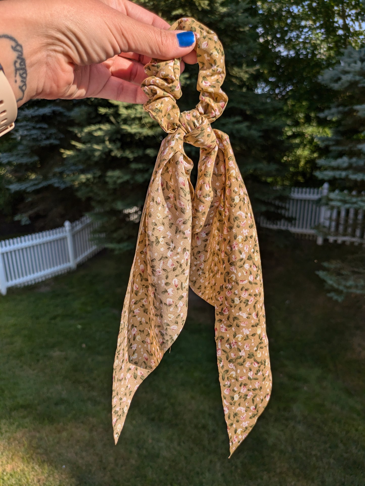 Mustard chiffon scrunchie