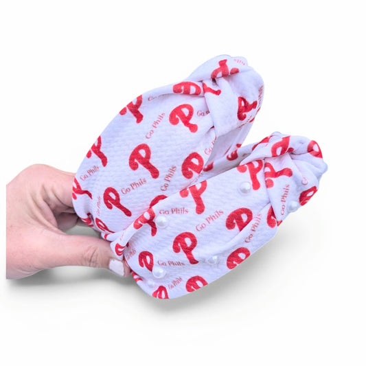 White with red P baseball headbands