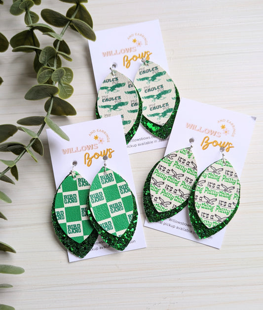 2 tier football earrings