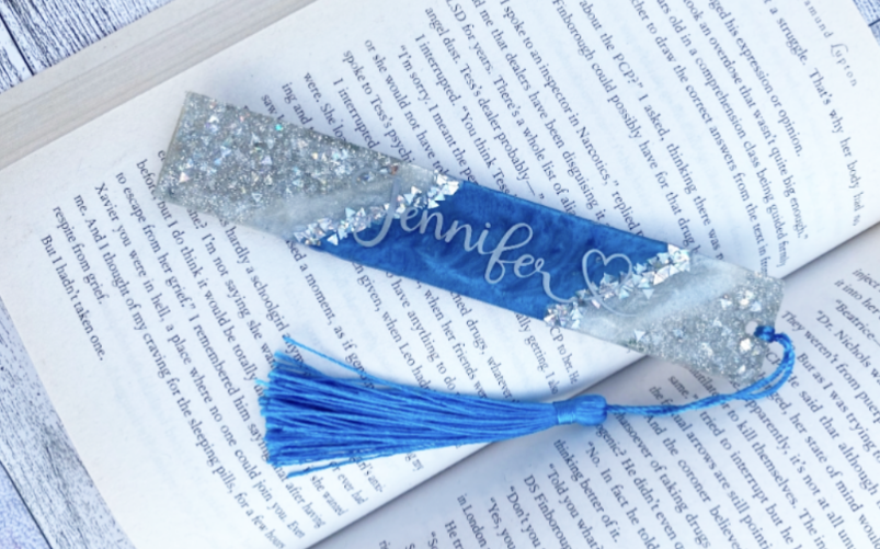 Royal blue with silver glitter bookmark