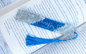 Royal blue with silver glitter bookmark