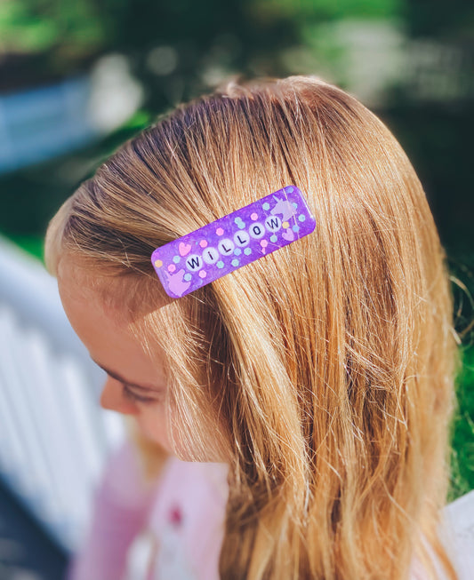 Name, color changing acrylic clip