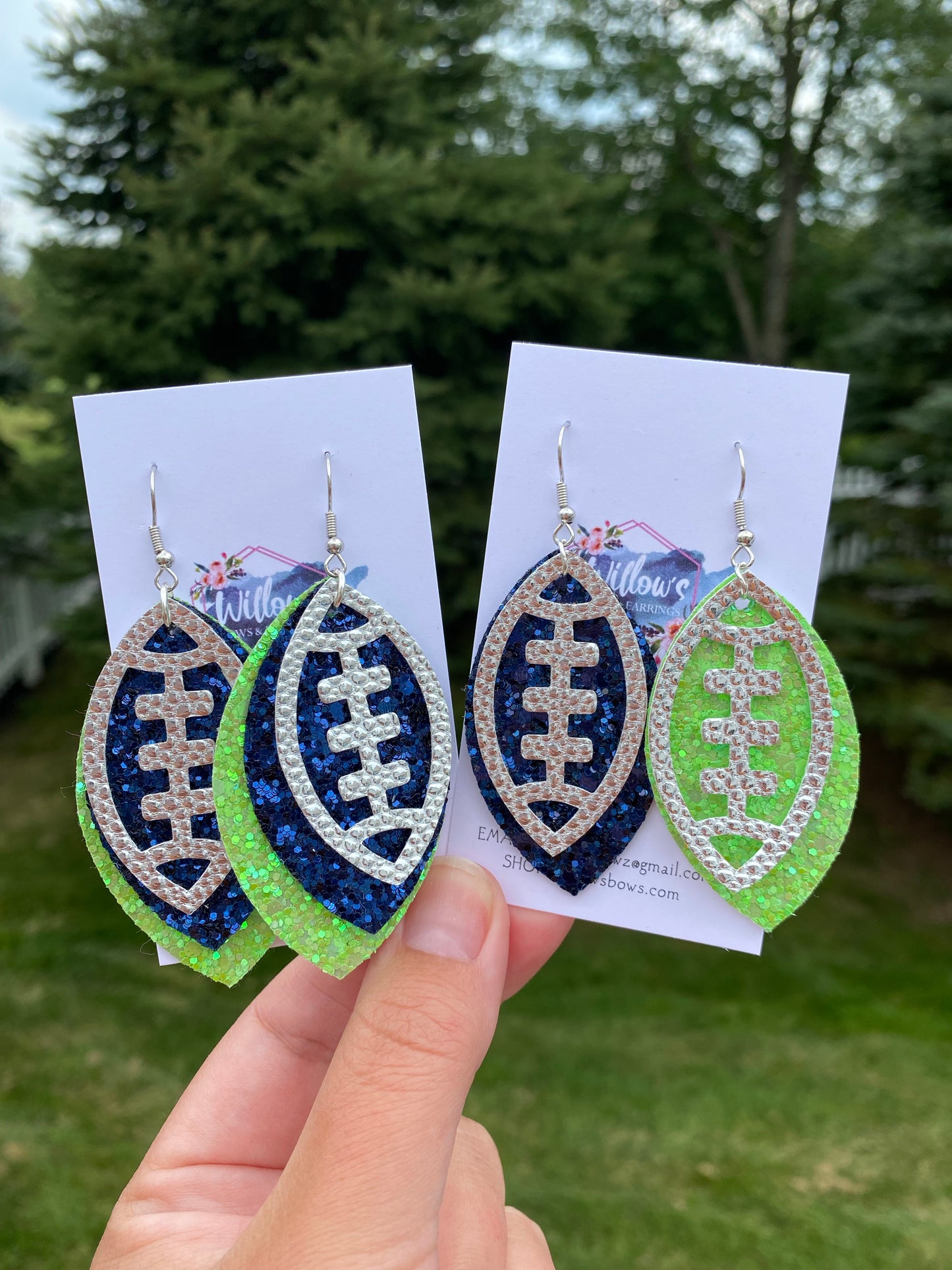 Football earrings, 3 Tier