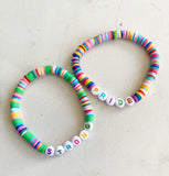 Rainbow clay, personalized bracelet