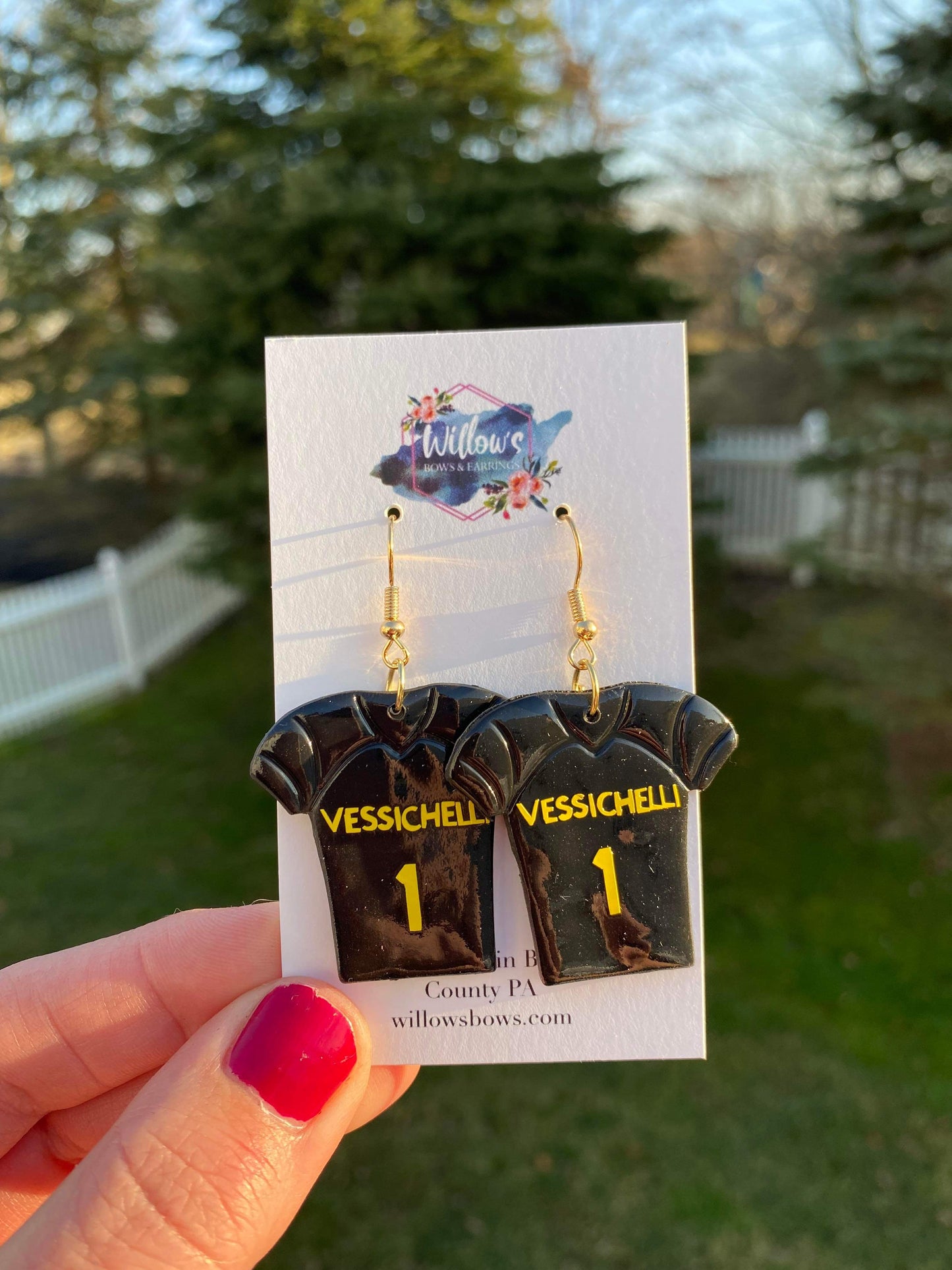 Personalized sports jersey earrings