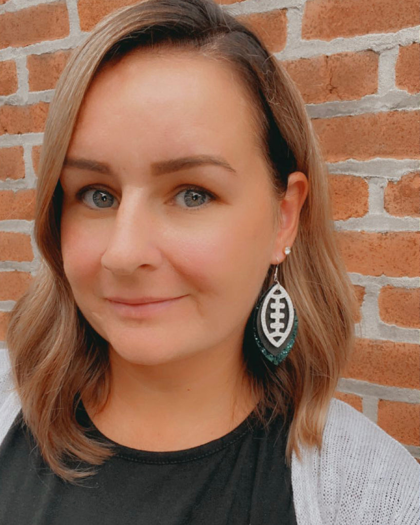 Football earrings, 3 Tier