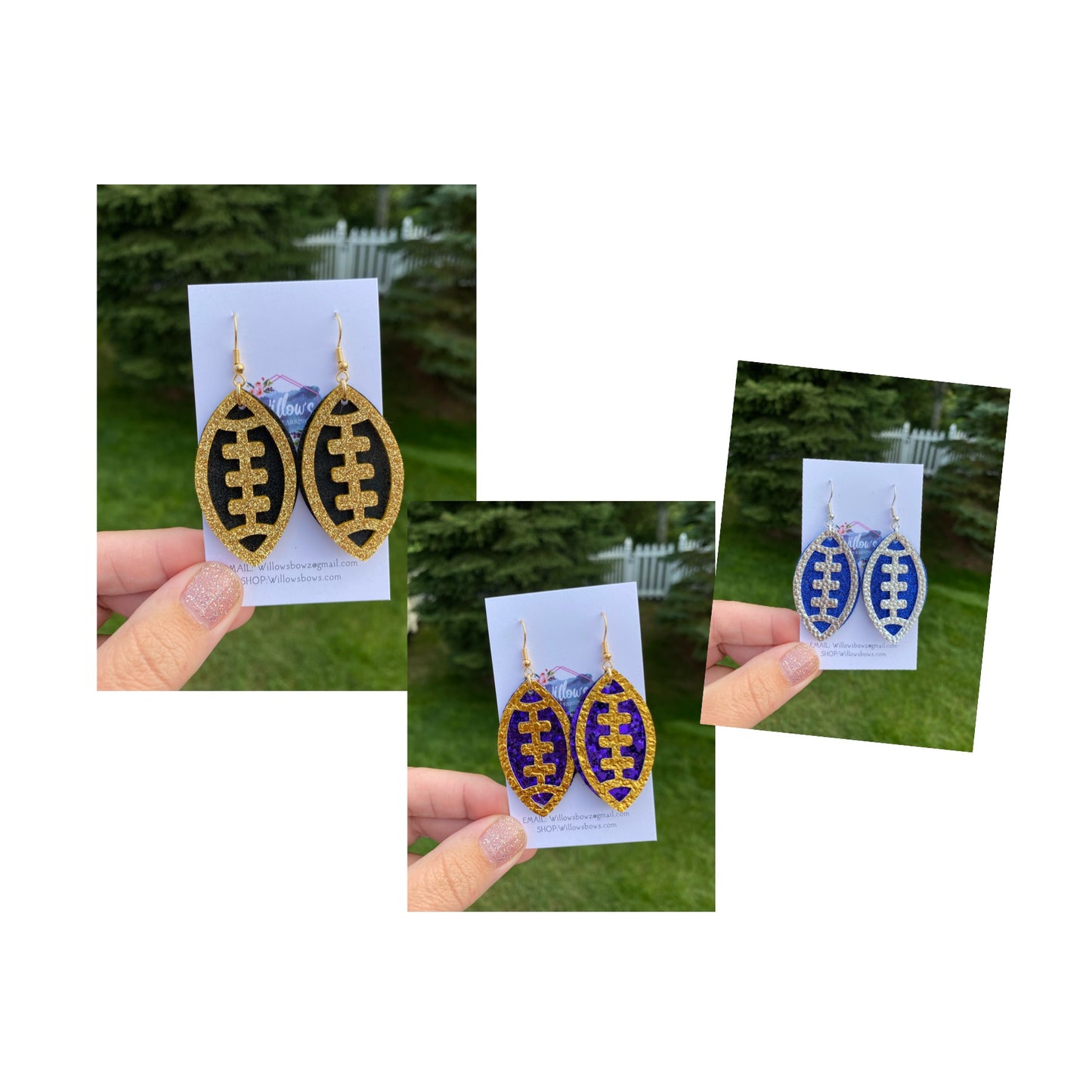 Football earrings, 2 Tier
