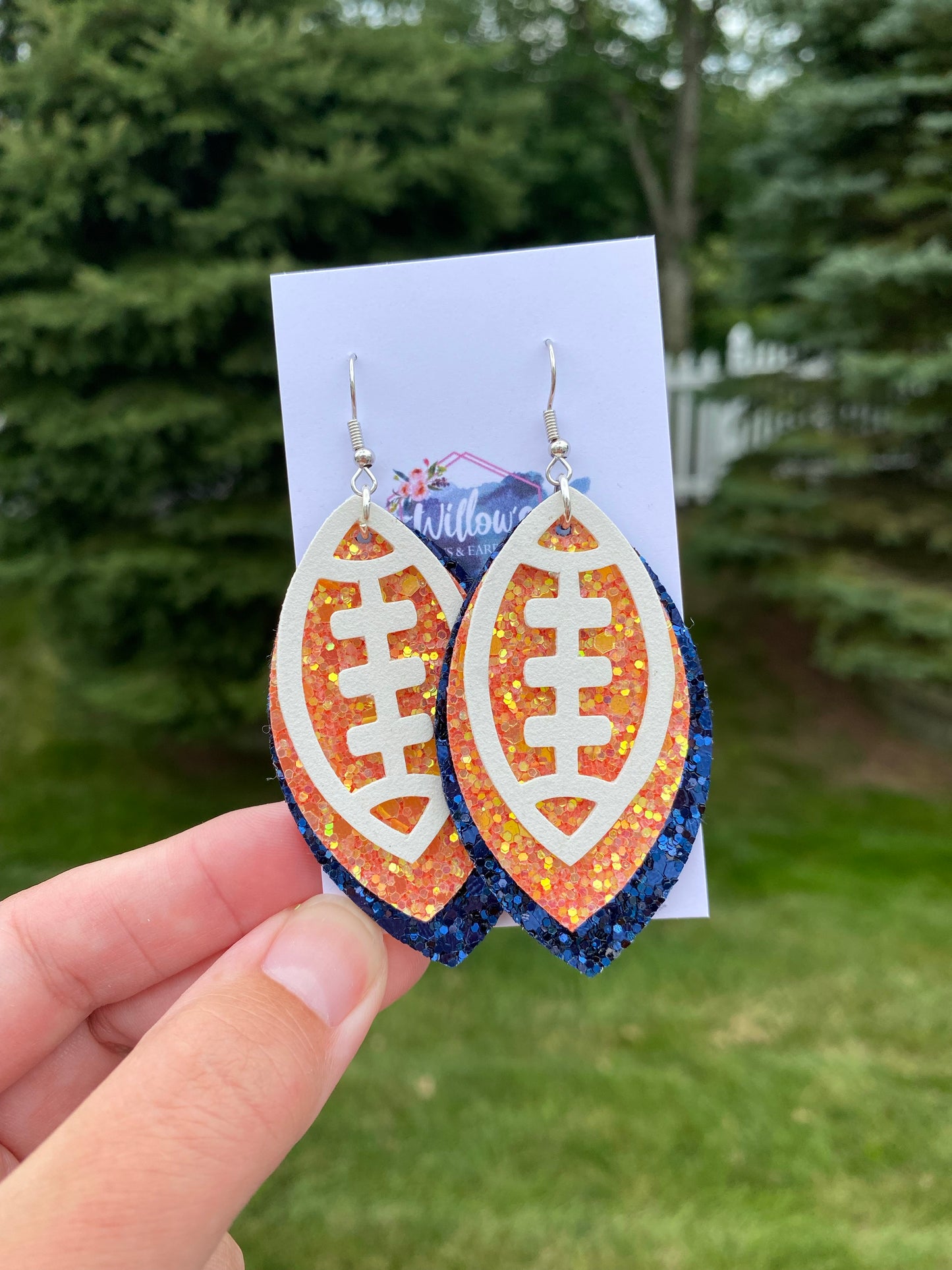 Football earrings, 3 Tier