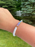 White with rainbow clay beads