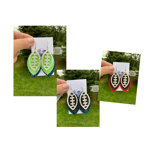 Football earrings, 3 Tier