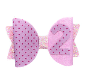 Pink polka dot, birthday bow